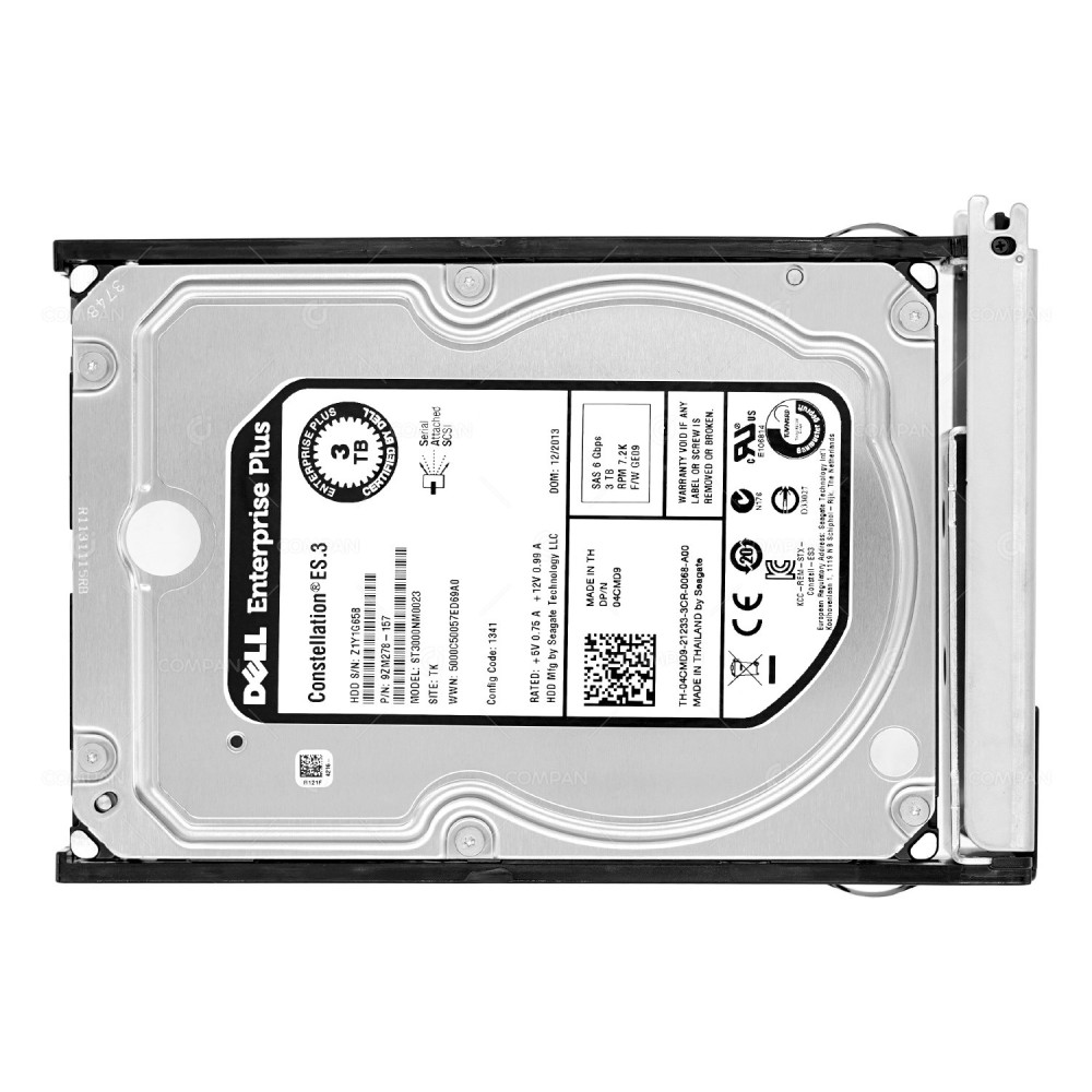 4CMD9 DELL HARD DRIVE 3TB 7.2K 6G SAS 3.5 LFF HOT-SWAP FOR PS6510 04CMD9, ST3000NM0023